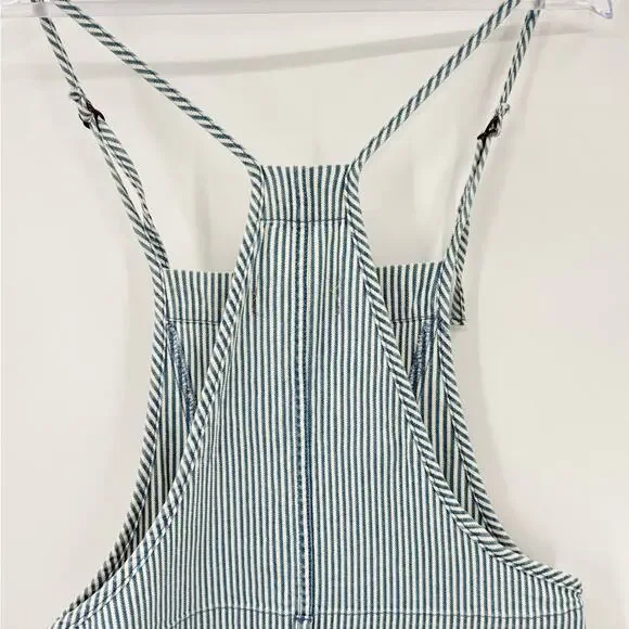 Anthropologie Pilcro Railroad Denim Stripes Overalls Romper Shortall Shorts 27 - Picture 9 of 12